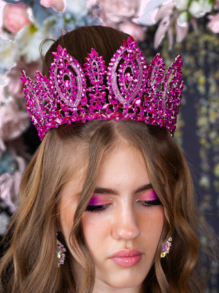 Fuchsia with silver crown quinceanera
