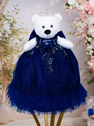 Navy Blue with ruffles teddy bear for quinceanera