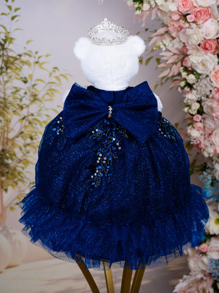Navy Blue with ruffles teddy bear for quinceanera