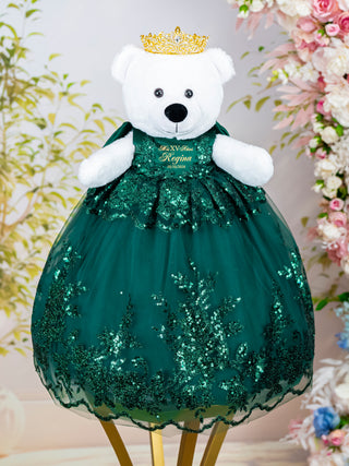 Emerald green with gold Quinceanera Teddy Bear