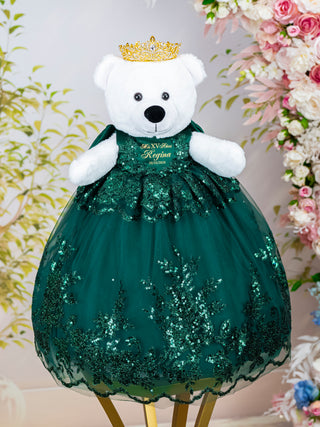 Emerald green with gold Quinceanera Teddy Bear