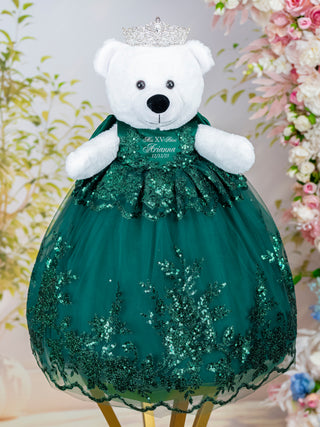 Emerald green with silver Quinceanera Teddy Bear
