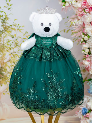 Emerald green with silver Quinceanera Teddy Bear