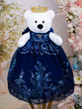 Navy blue with bow teddy bear for quinceanera