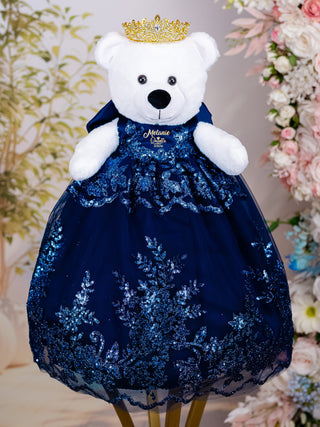 Navy blue with bow teddy bear for quinceanera