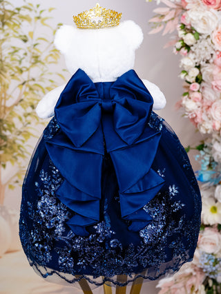 Navy blue with bow teddy bear for quinceanera