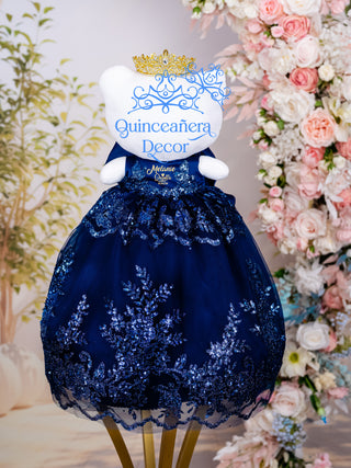 Navy Blue Bow Quinceanera Kitty Doll / quinceanera-decor Navy Blue Bow Quinceanera Kitty Doll / quinceanera-decor