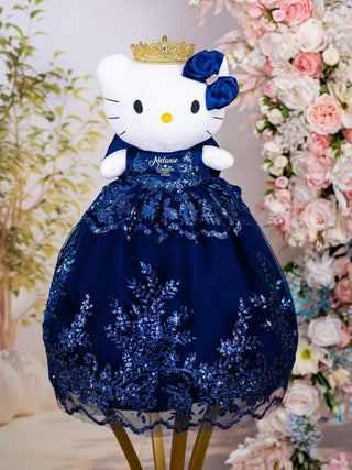 Navy blue with bow Quinceañera kitty
