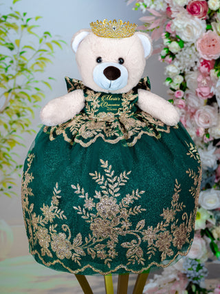 Green with Gold teddy bear for quinceanera