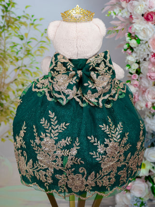 Green with Gold brown teddy bear for quinceanera