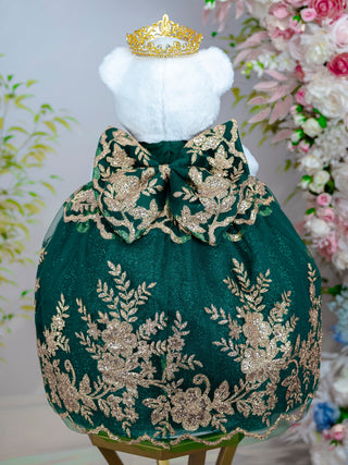 Green with Gold brown teddy bear for quinceanera