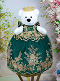 Green with Gold brown teddy bear for quinceanera