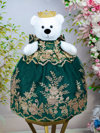 Green with Gold Teddy Cat for Quinceanera
