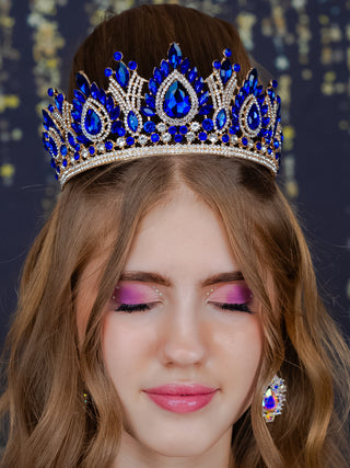 Quinceanera crown Royal blue gold