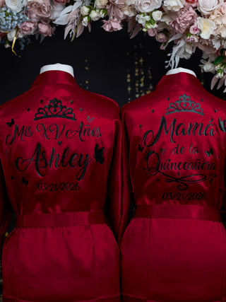 Burgundy Black Quinceanera Biblia and rosary (Spanish version)