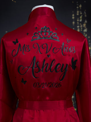 Burgundy Black Quinceanera Rosary