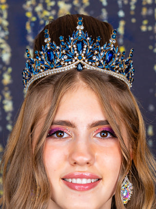 Navy blue with gold crown for quinceanera