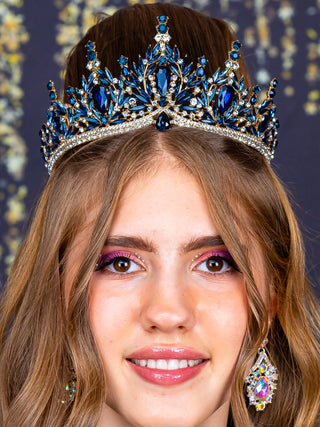 Navy blue with gold crown for quinceanera