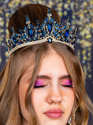 Navy blue with gold crown for quinceanera