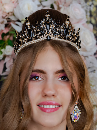 Black with gold crown for quinceanera