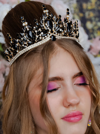 Black with gold crown for quinceanera