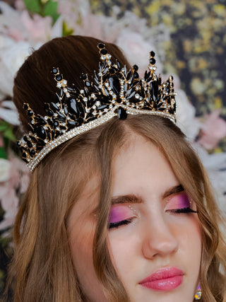 Black with gold crown for quinceanera