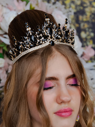 Black with gold crown for quinceanera