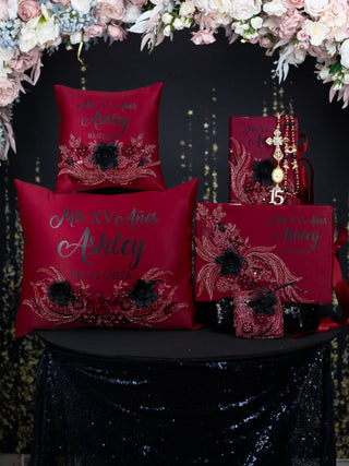 Burgundy Black Quinceanera Rosary