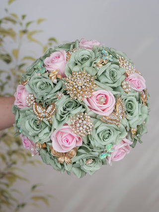 Sage Green pink gold Quinceanera Pillows Set