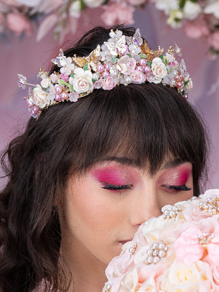 Champagne Pink Tiara Quinceanera