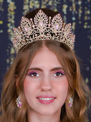 Blush pink gold Quinceanera crown