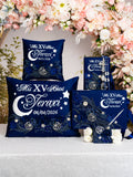Moon and Stars themed quinceanera navy Bible with Rosary (in spanish)