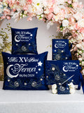 Moon and Stars themed Quinceanera Navy package of pillows set, Bible and guest book