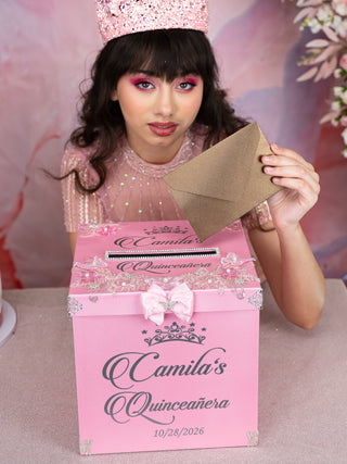 Pink quinceanera money card box