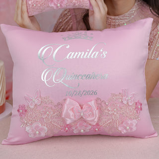 Almohada de rodillas de quinceañera rosa, almohada de zapatos