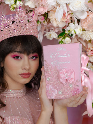 Pink floral quinceanera Tiara Quinceanera