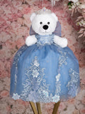 Dusty Blue with Bow Teddy Bear for quinceanera