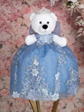 Dusty Blue with Bow Teddy Bear for quinceanera