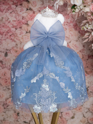 Dusty Blue with Bow Teddy Bear for quinceanera