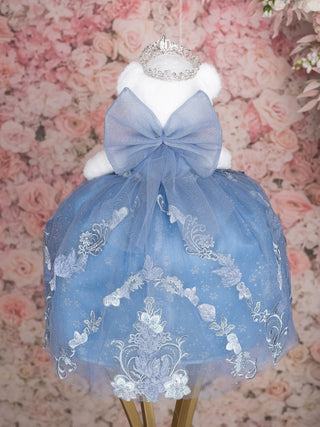 Dusty Blue with Bow Teddy Bear for quinceanera