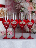 Wine red with tiara 1 quinceanera champagne glass