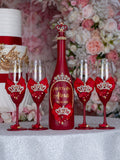 Wine red with tiara 1 quinceanera champagne glass