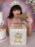 Champagne  Pink quinceanera money card box