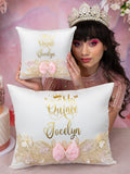 Juego de almohadas para quinceañera en color rosa champán