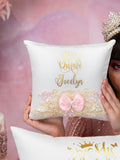 Almohada de tiara de quinceañera en color rosa champán