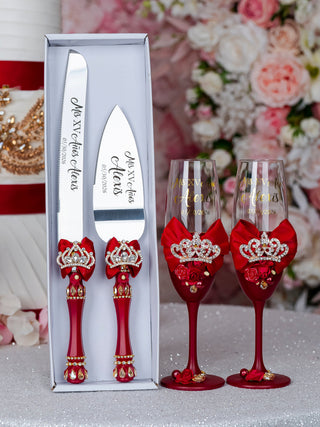 Wine red with tiara 1 quinceanera champagne glass