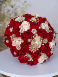 Wine Red with Ivory Quinceanera Bouquet 13 Inches