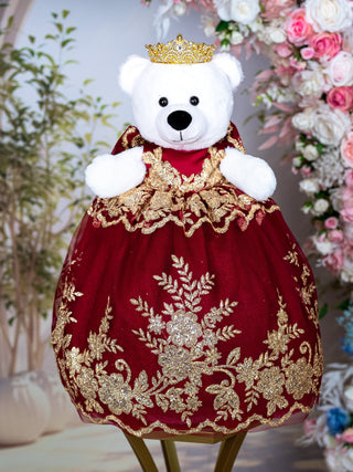 Burgundy Last Teddy Bear for Quinceanera
