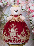 Burgundy Quinceanera Brown Teddy Bear