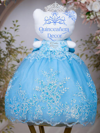 Light Blue Silver Muneca Cat for Quinceanera